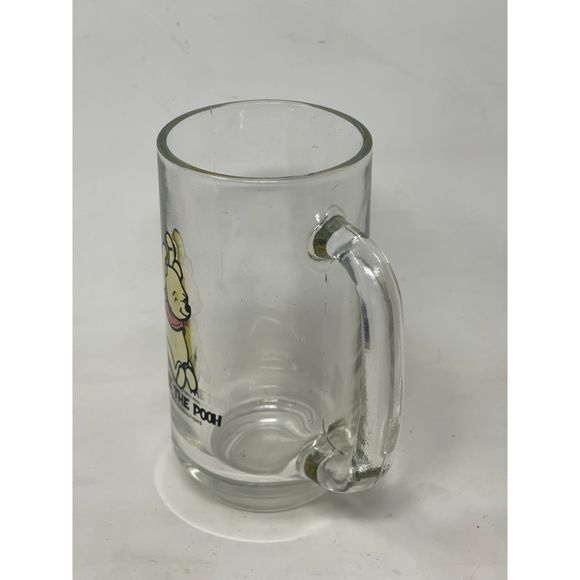 Vintage Winnie The Pooh Disney Large Glass Mug Footed 5.5" Excellent - Picture 2 of 6